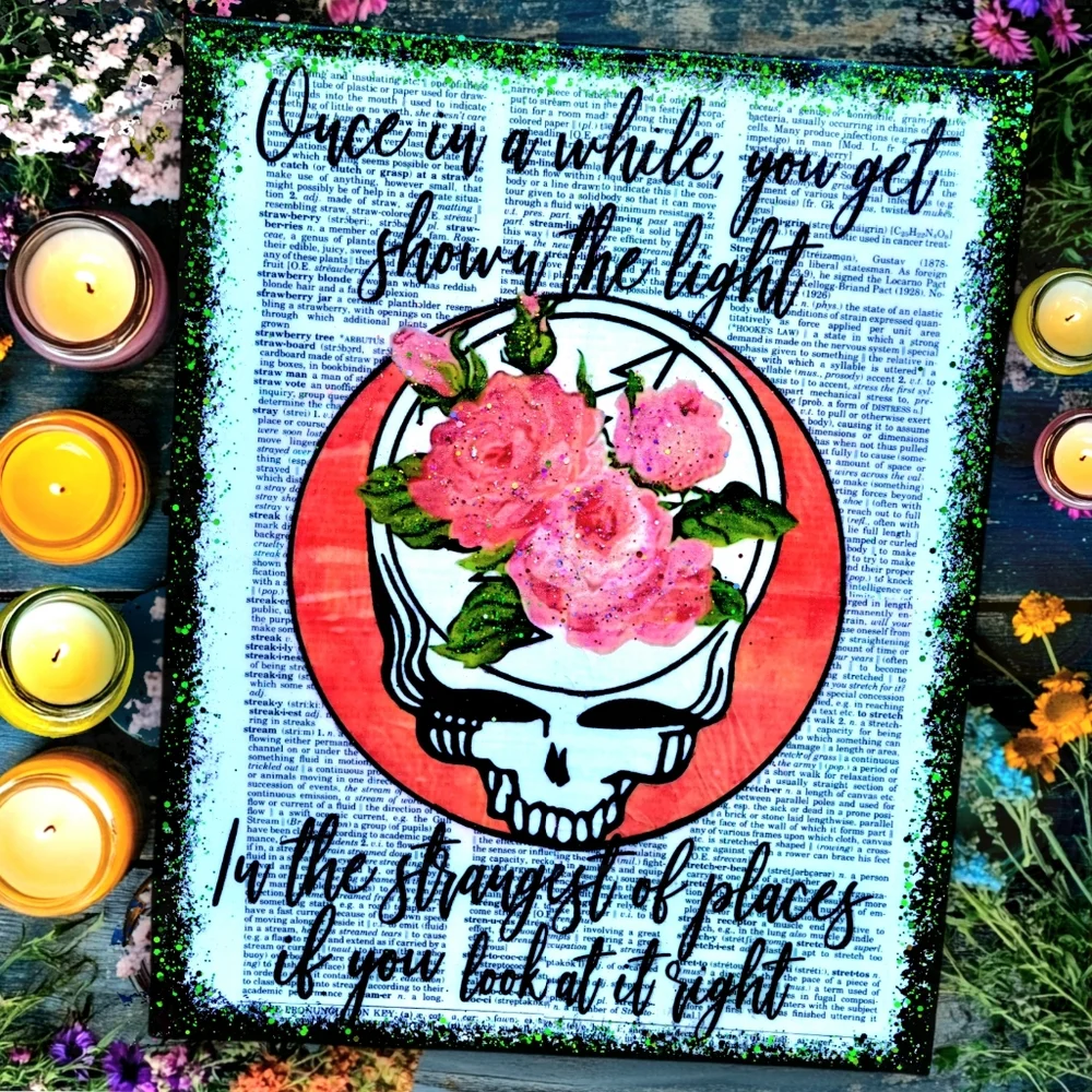 16x20 Grateful Dead Wall Art Canvas Sparkly Bright Handmade Music Wall Decor